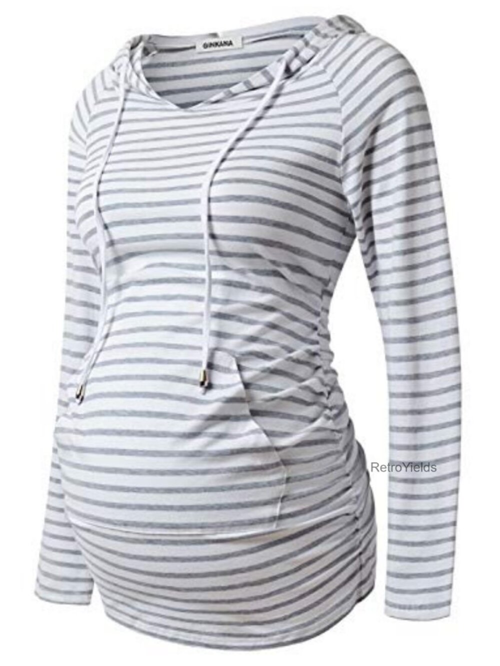 Maternity Hoodie Long Sleeve Sweatshirt Casual Pregnancy Top with Pocket